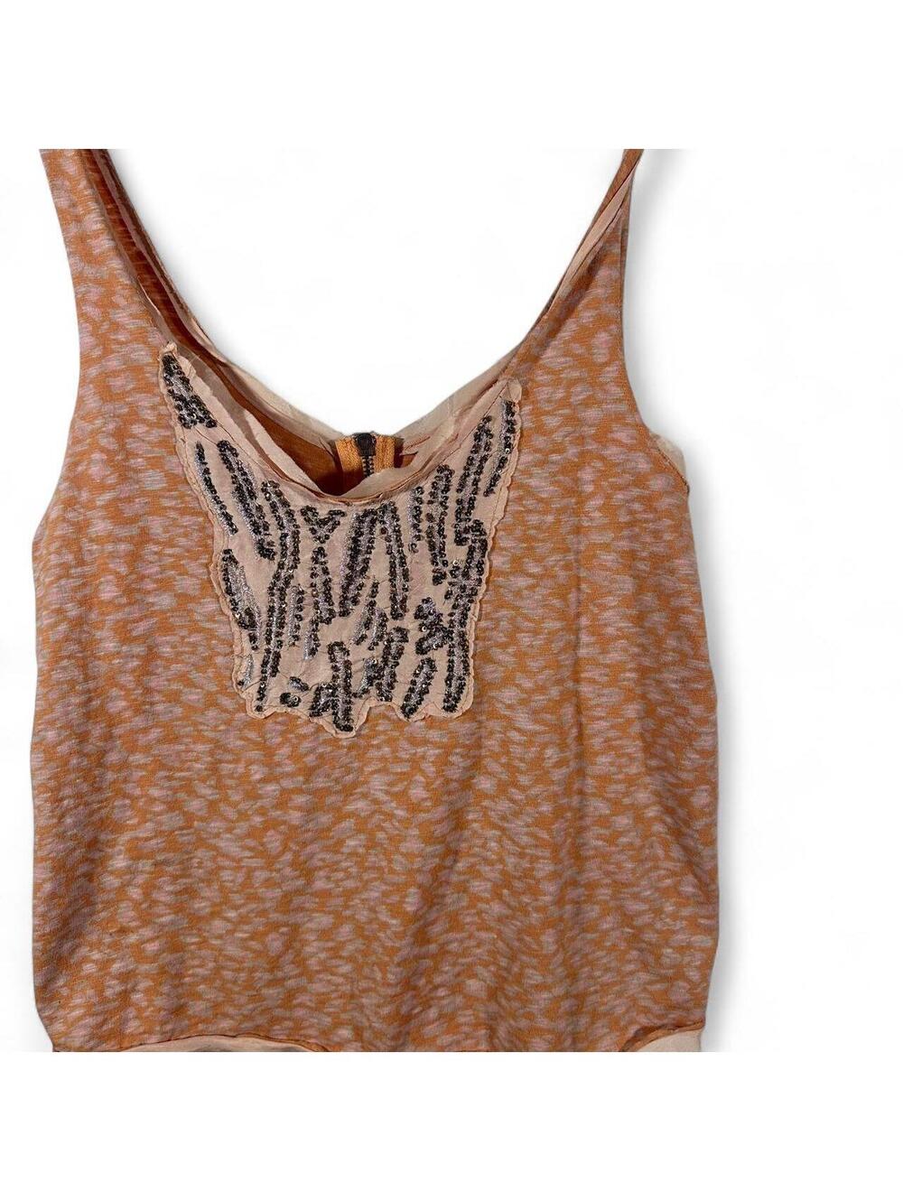 Kimchi Blue Sequin Embellished Printed Tank Top Size Small Boho Y2K